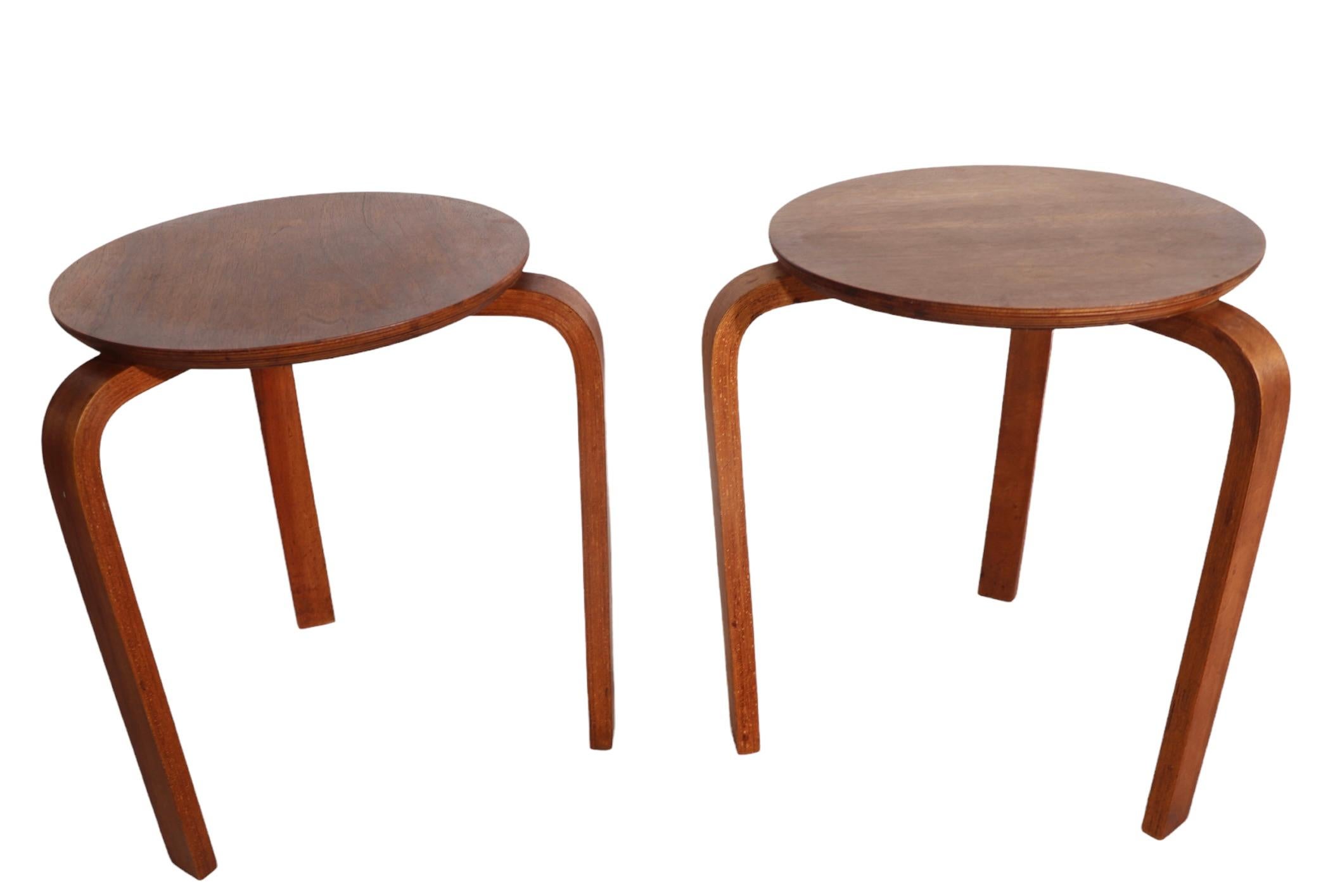 Pr. Stacking Mid Century Aalto Style Side, End, Occasional Tables In Good Condition In New York, NY