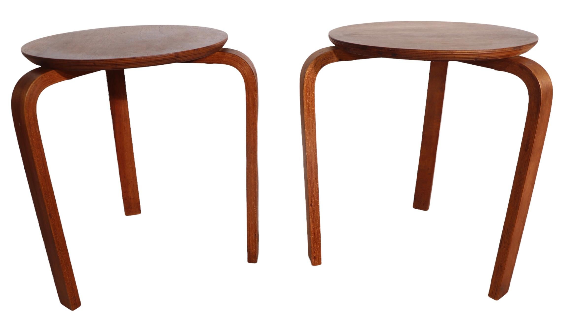 20th Century Pr. Stacking Mid Century Aalto Style Side, End, Occasional Tables
