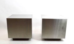 Pair of Stainless Steel Cube Nightstands