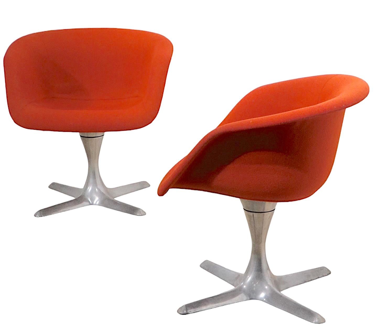 Pr. Swivel Chairs by Hugh Acton for Burke Acton, circa 1960s In Good Condition For Sale In New York, NY