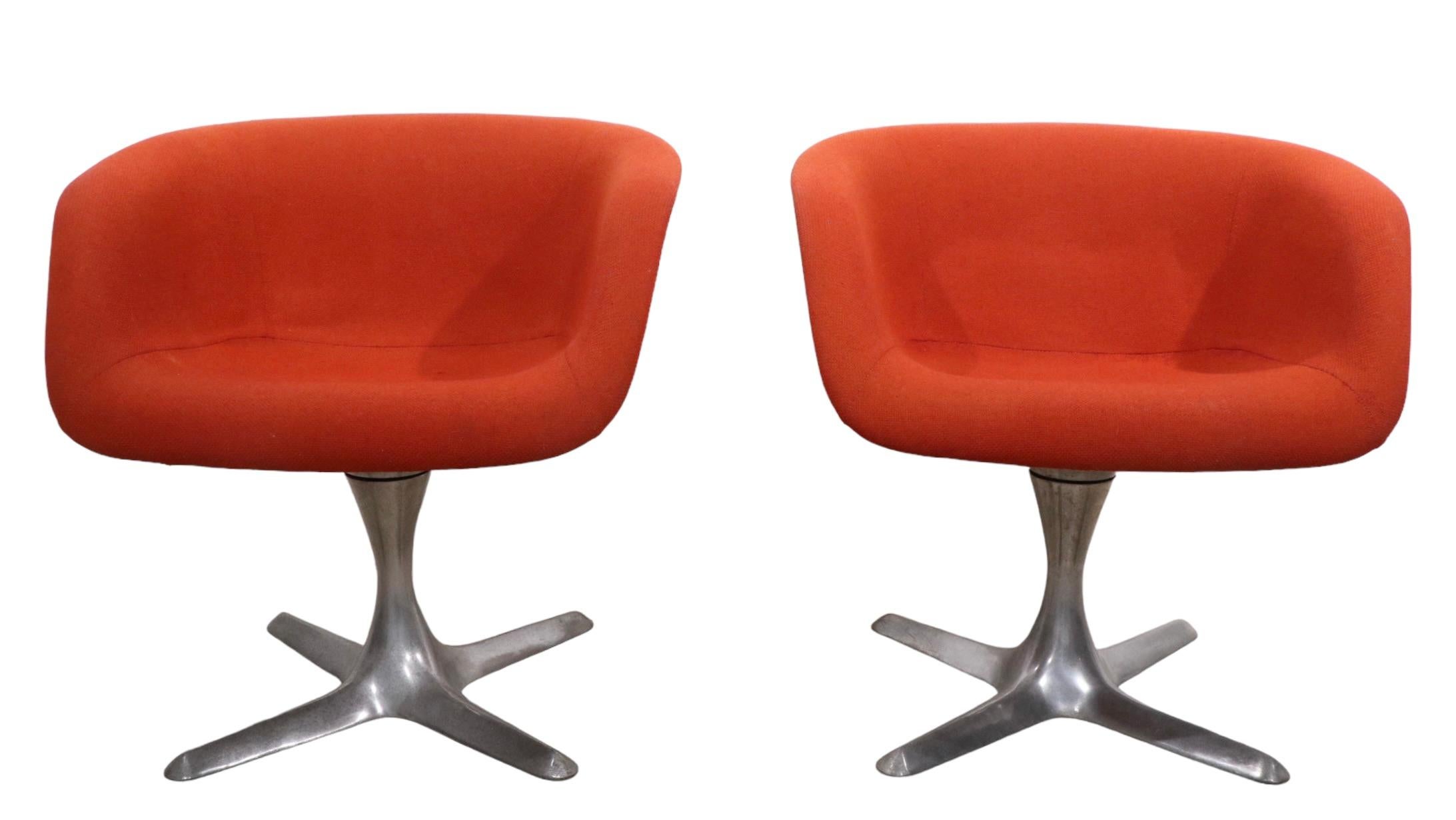 Pr. Swivel Chairs by Hugh Acton for Burke Acton, circa 1960s For Sale 2