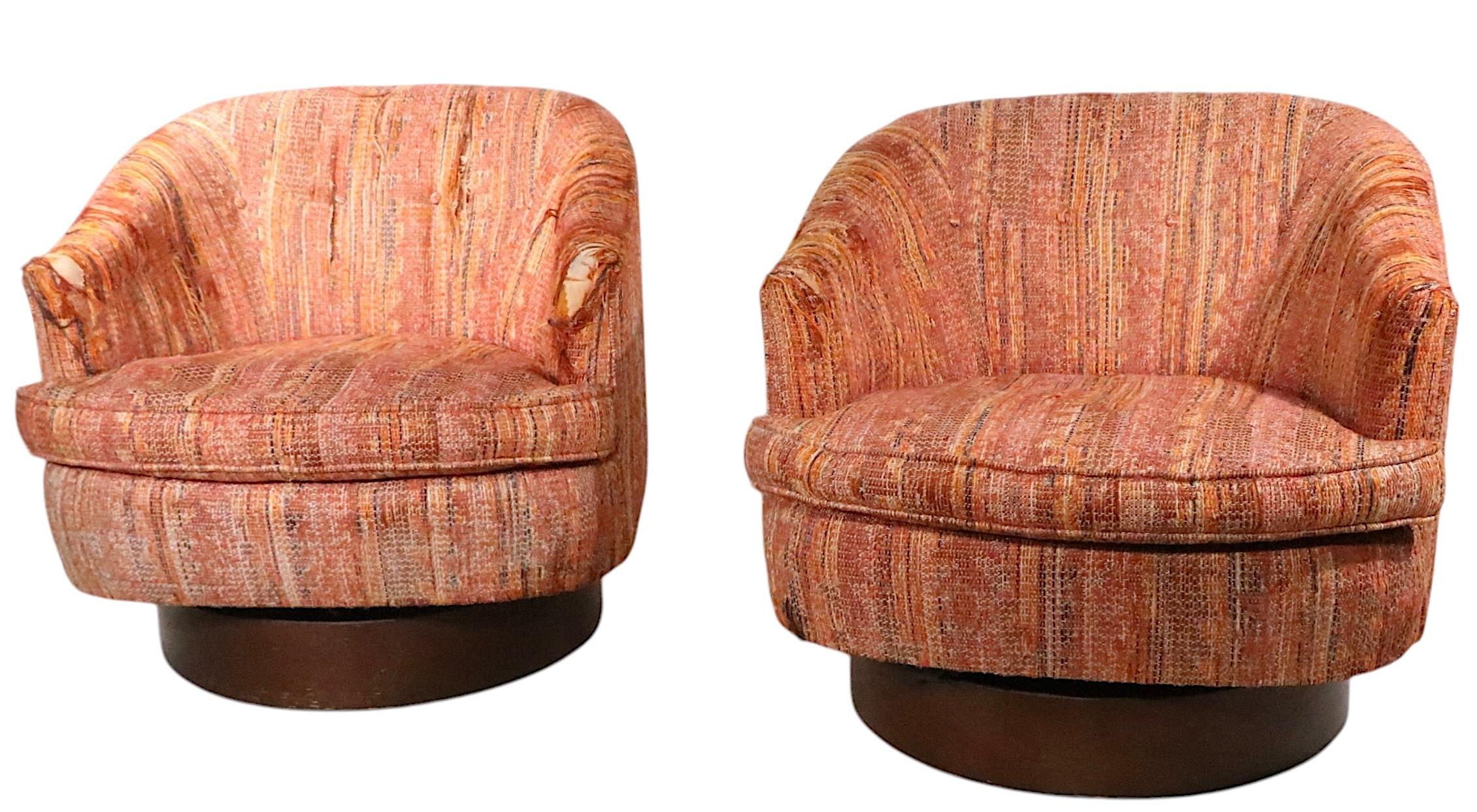 20th Century Pr Swivel Tub Chairs after Baughman c. 1970's.