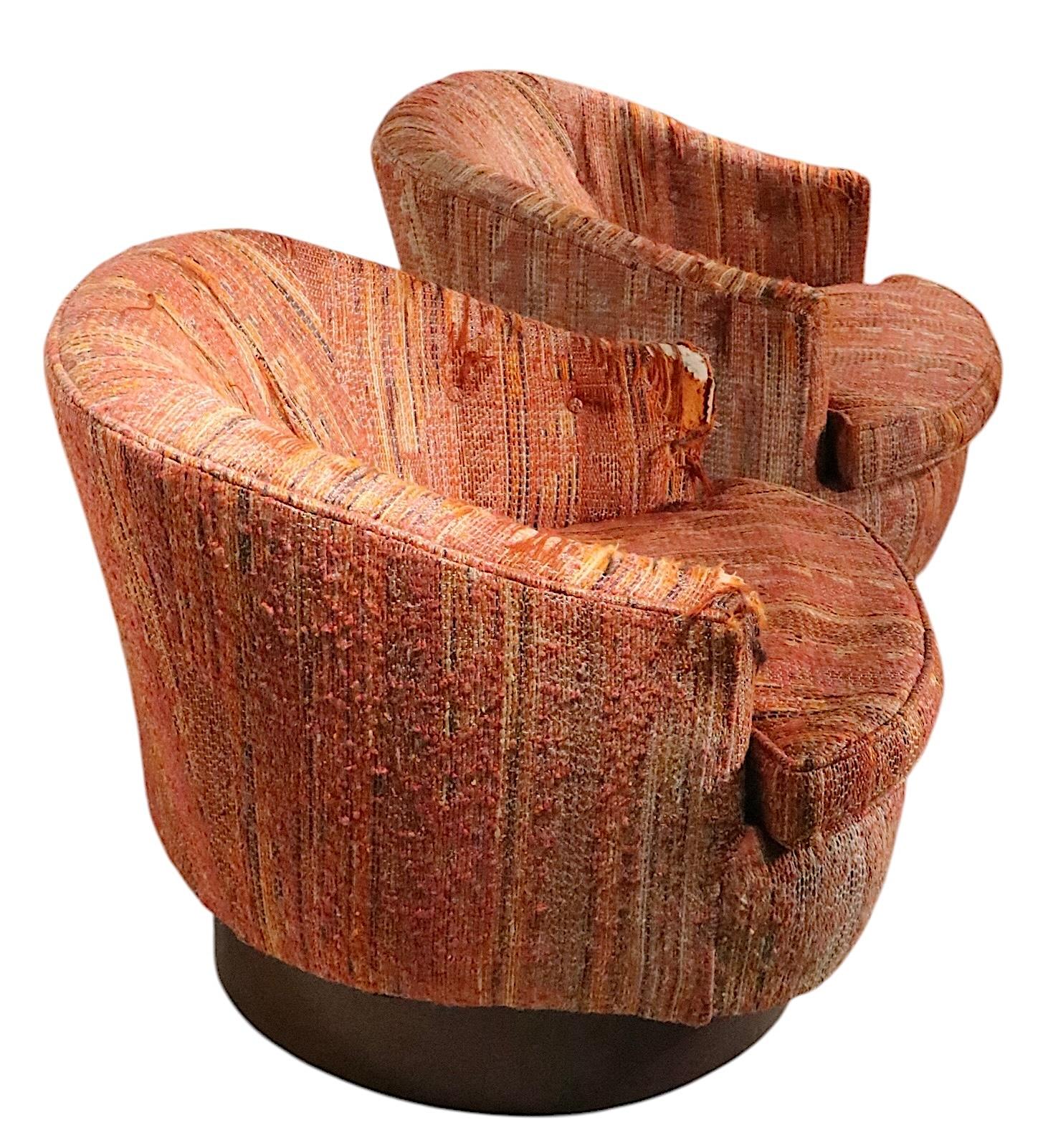 Pr Swivel Tub Chairs after Baughman c. 1970's. 2