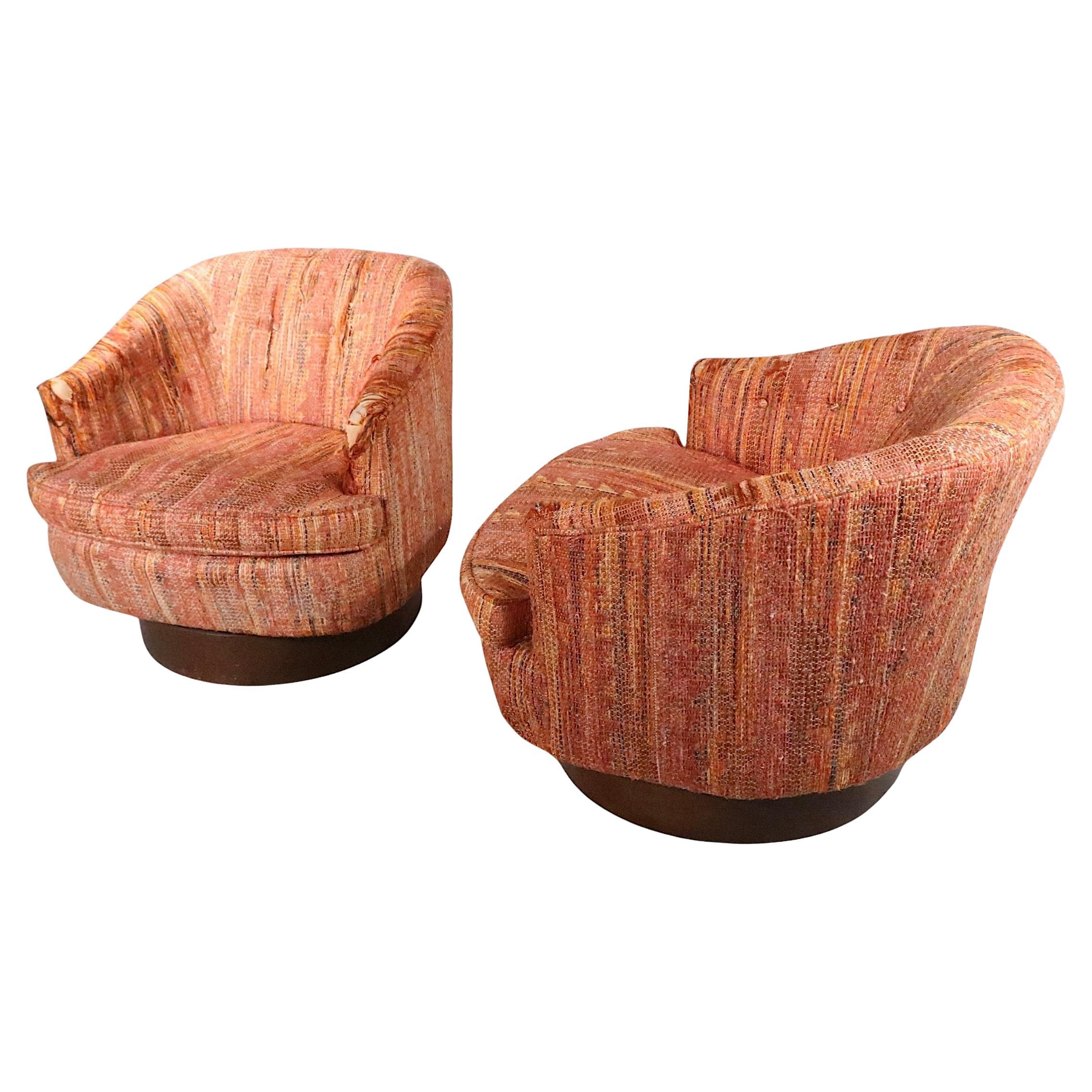 Pr Swivel Tub Chairs after Baughman c. 1970's.