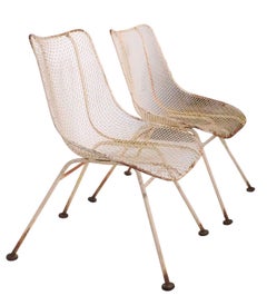 Pr. Tall Mid Century  Sculptura Side Dining Chairs by Woodard c.1950's