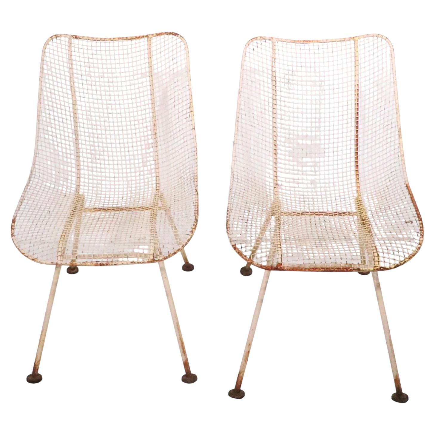 Pr. Tall Mid Century  Sculptura Side Dining Chairs by Woodard c.1950's For Sale