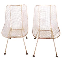 Pr. Tall Mid Century  Sculptura Side Dining Chairs by Woodard c.1950's