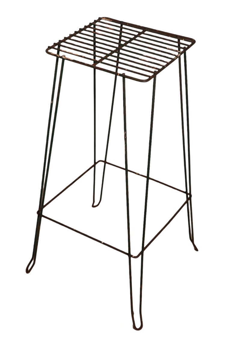 Pr Tall MidCentury Wire, Wrought Iron Plant Stands For Sale at 1stDibs