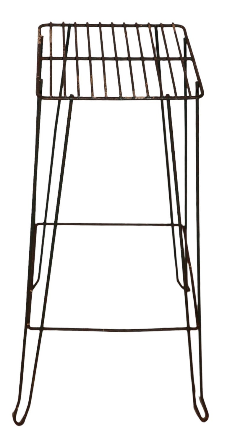 Pr Tall MidCentury Wire, Wrought Iron Plant Stands For Sale at 1stDibs