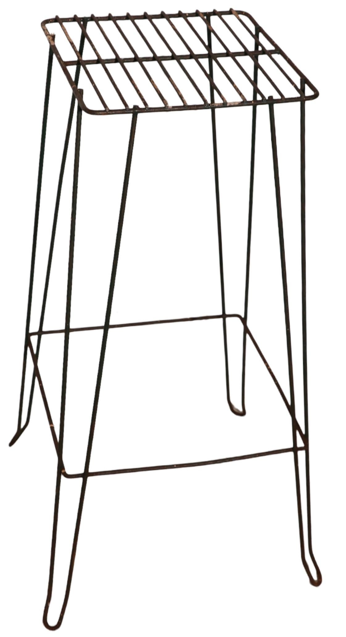 Pr Tall Mid-Century Wire, Wrought Iron Plant Stands For Sale 7
