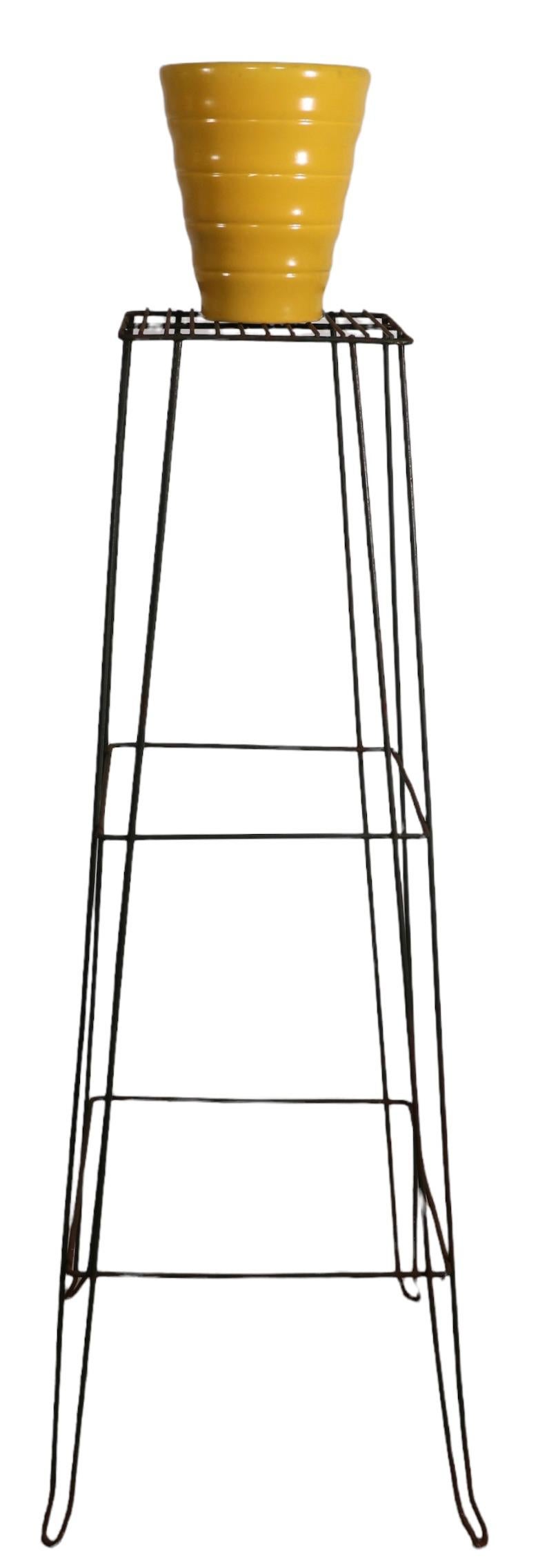 Pr Tall Mid-Century Wire, Wrought Iron Plant Stands For Sale 8