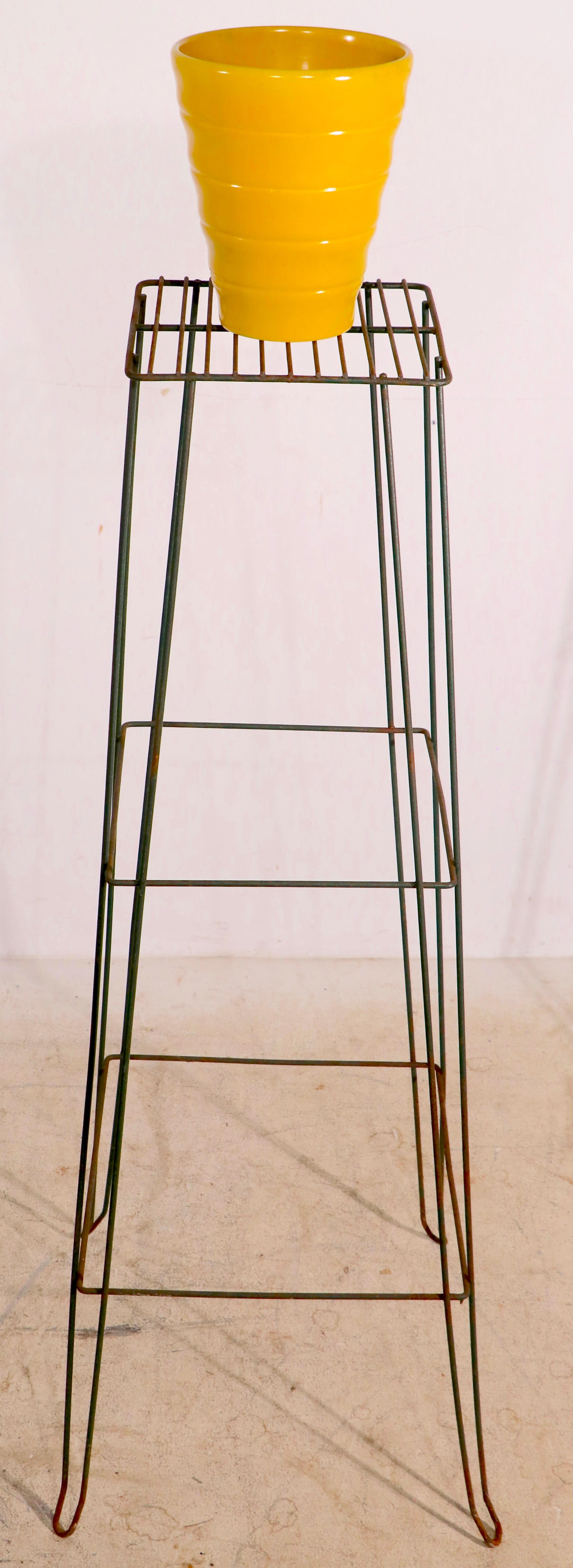 20th Century Pr Tall Mid-Century Wire, Wrought Iron Plant Stands For Sale