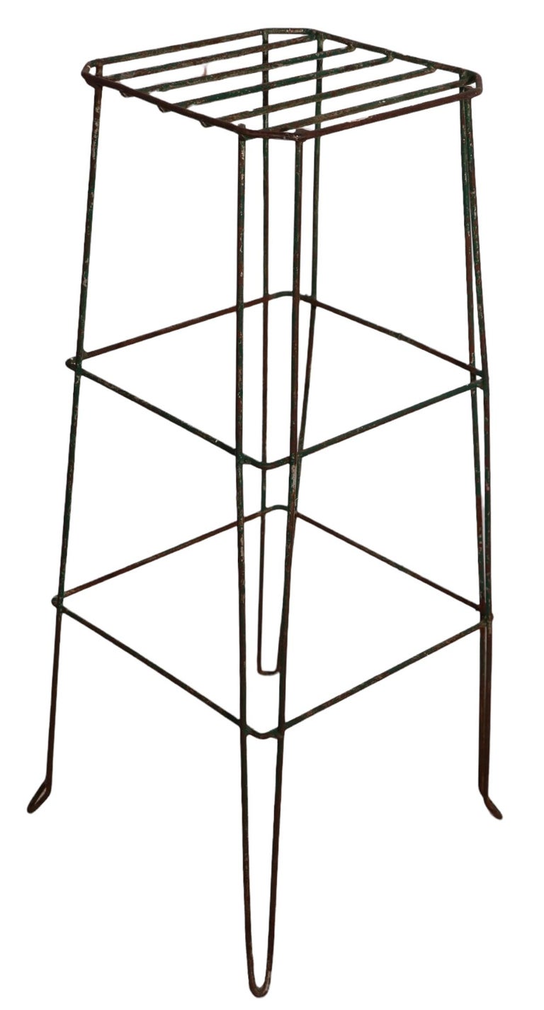 Pr Tall MidCentury Wire, Wrought Iron Plant Stands For Sale at 1stDibs