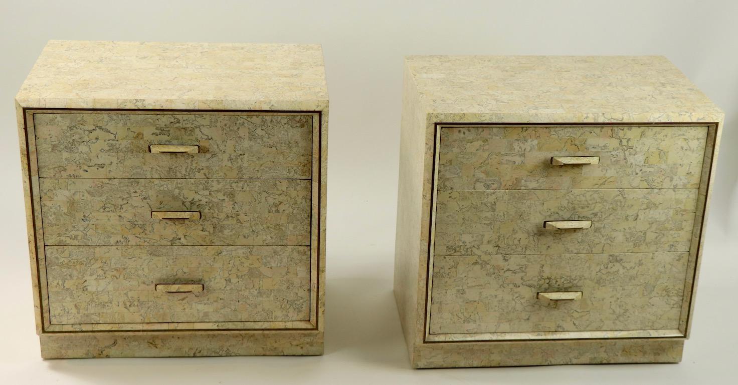 Pair of Tessellated Stone Nightstands by Maitland Smith 5