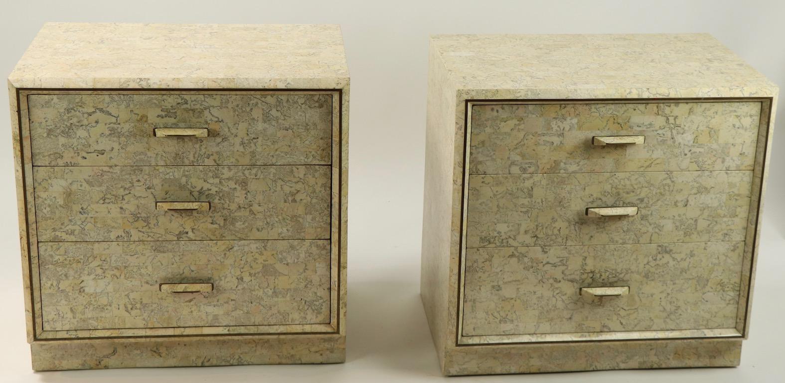 Pair of Tessellated Stone Nightstands by Maitland Smith 6