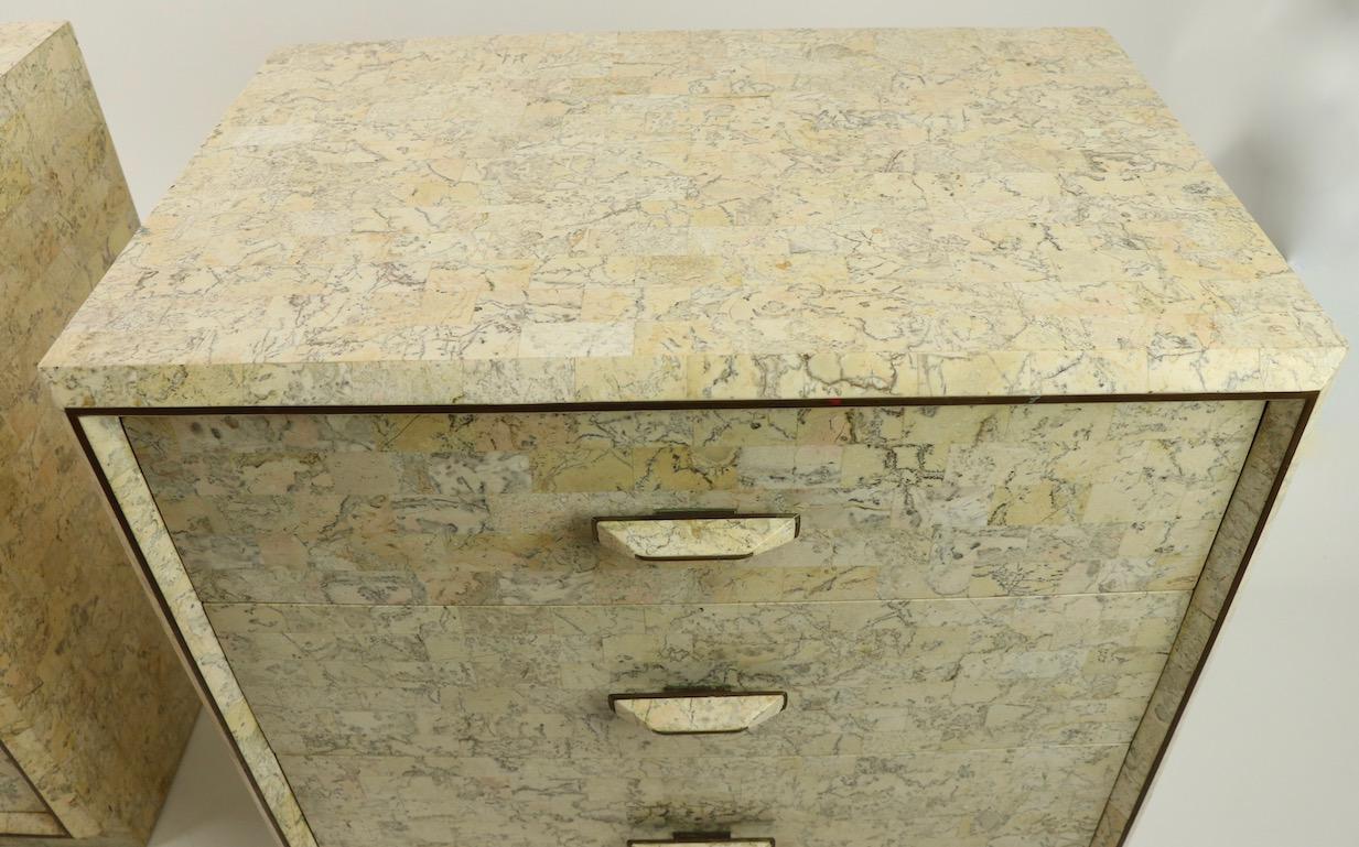 Pair of Tessellated Stone Nightstands by Maitland Smith In Good Condition In New York, NY