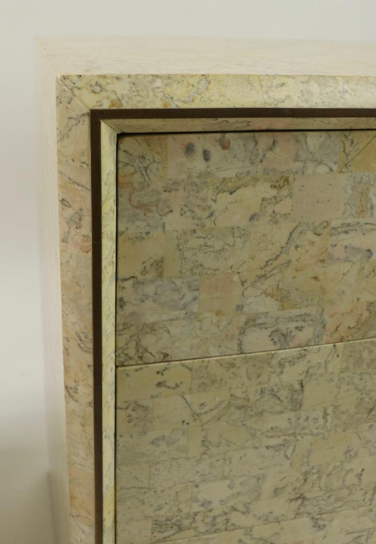 20th Century Pair of Tessellated Stone Nightstands by Maitland Smith