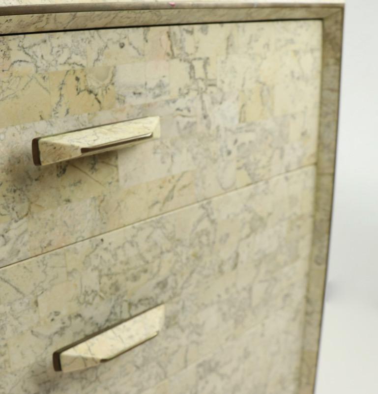 Pair of Tessellated Stone Nightstands by Maitland Smith 1