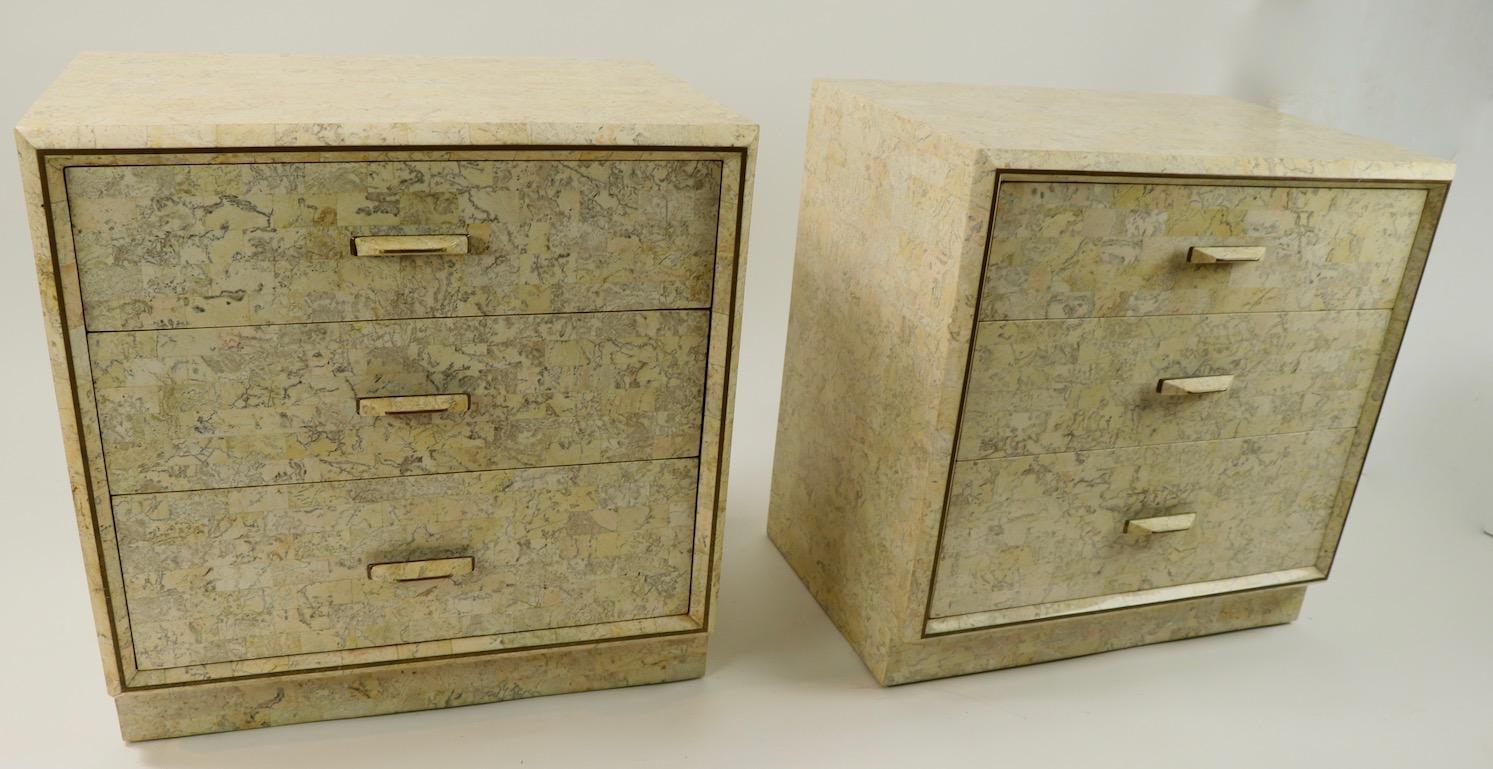Pair of Tessellated Stone Nightstands by Maitland Smith 2