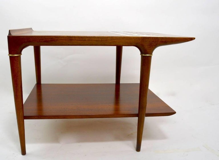 Pair of Tile and Wood End Tables by Lane Furniture Company at 1stDibs