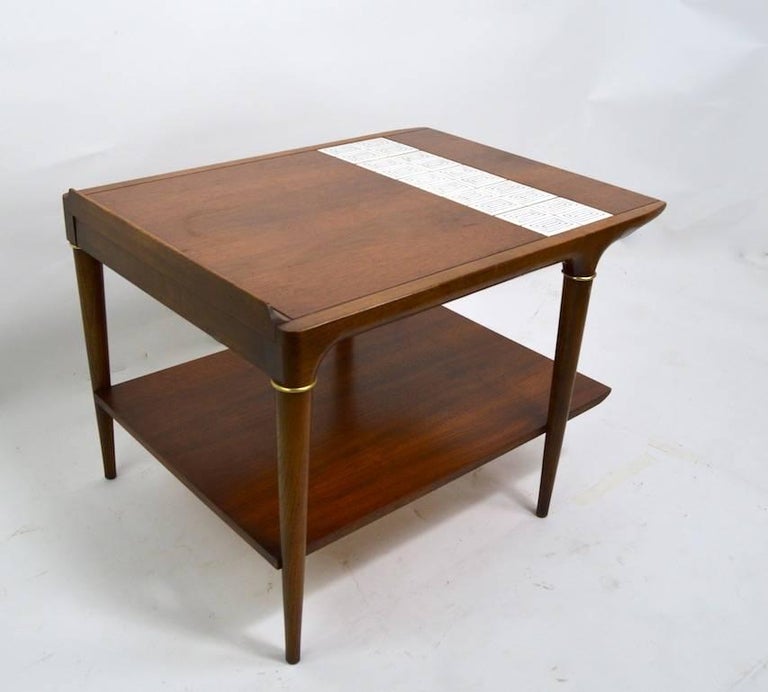Pair of Tile and Wood End Tables by Lane Furniture Company at 1stDibs