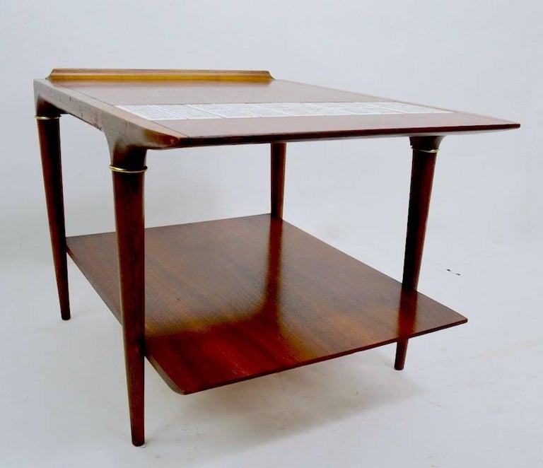 Pair of Tile and Wood End Tables by Lane Furniture Company at 1stDibs