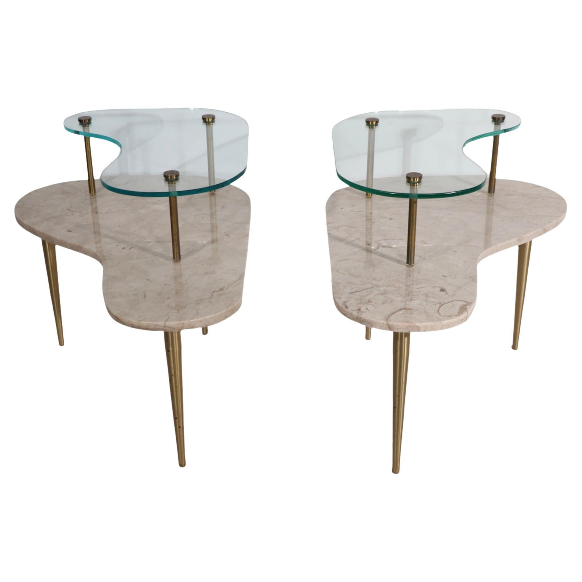 TwoTiered Marble and Brass End Table at 1stDibs