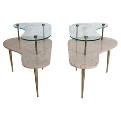 Pr. Two Tier Glass and Marble End Tables, Ca. 1950 / 1960’s