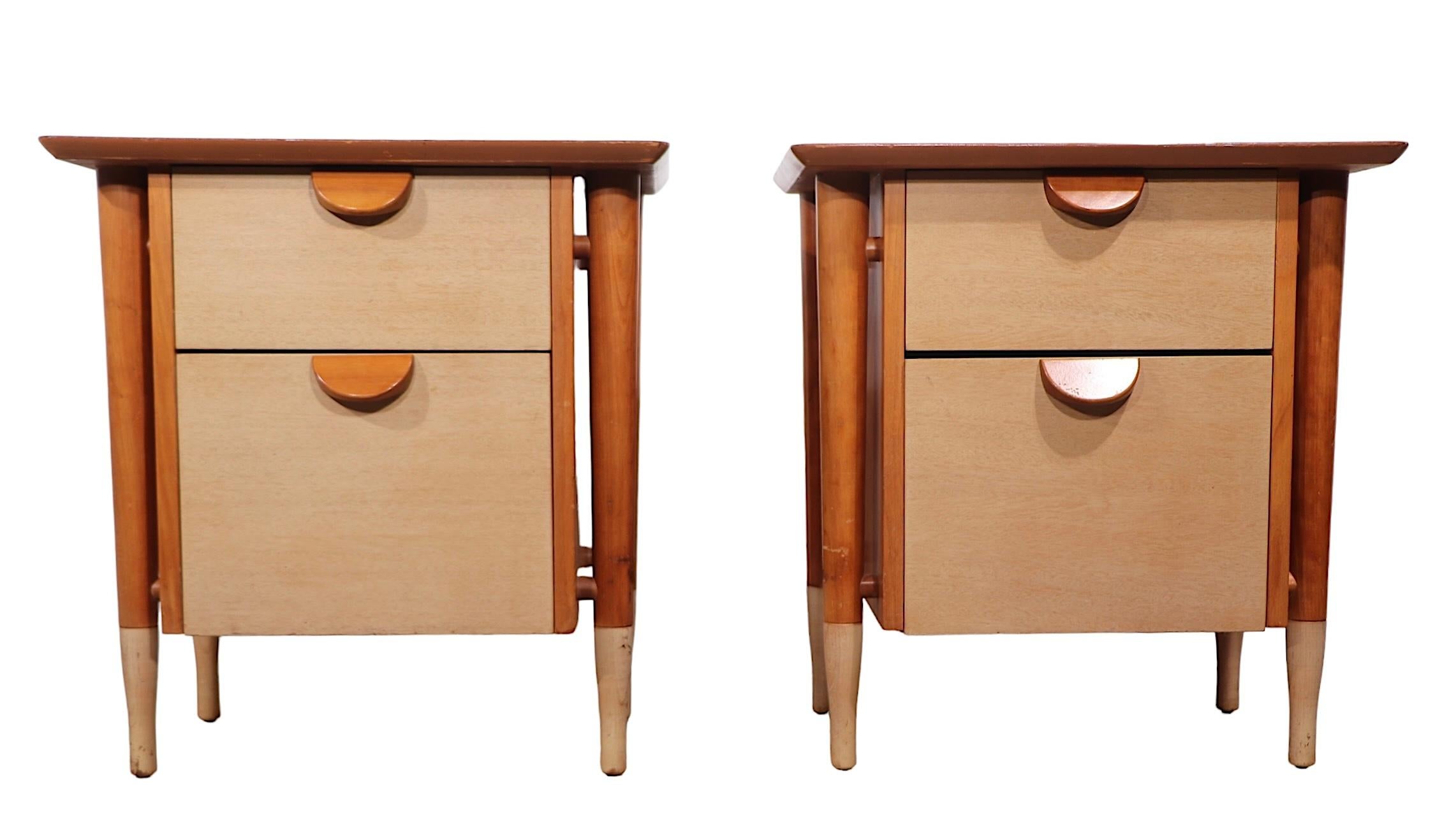Pr. Two Tone Mid Century Night Tables by Basic Witz c. 1950's For Sale 3