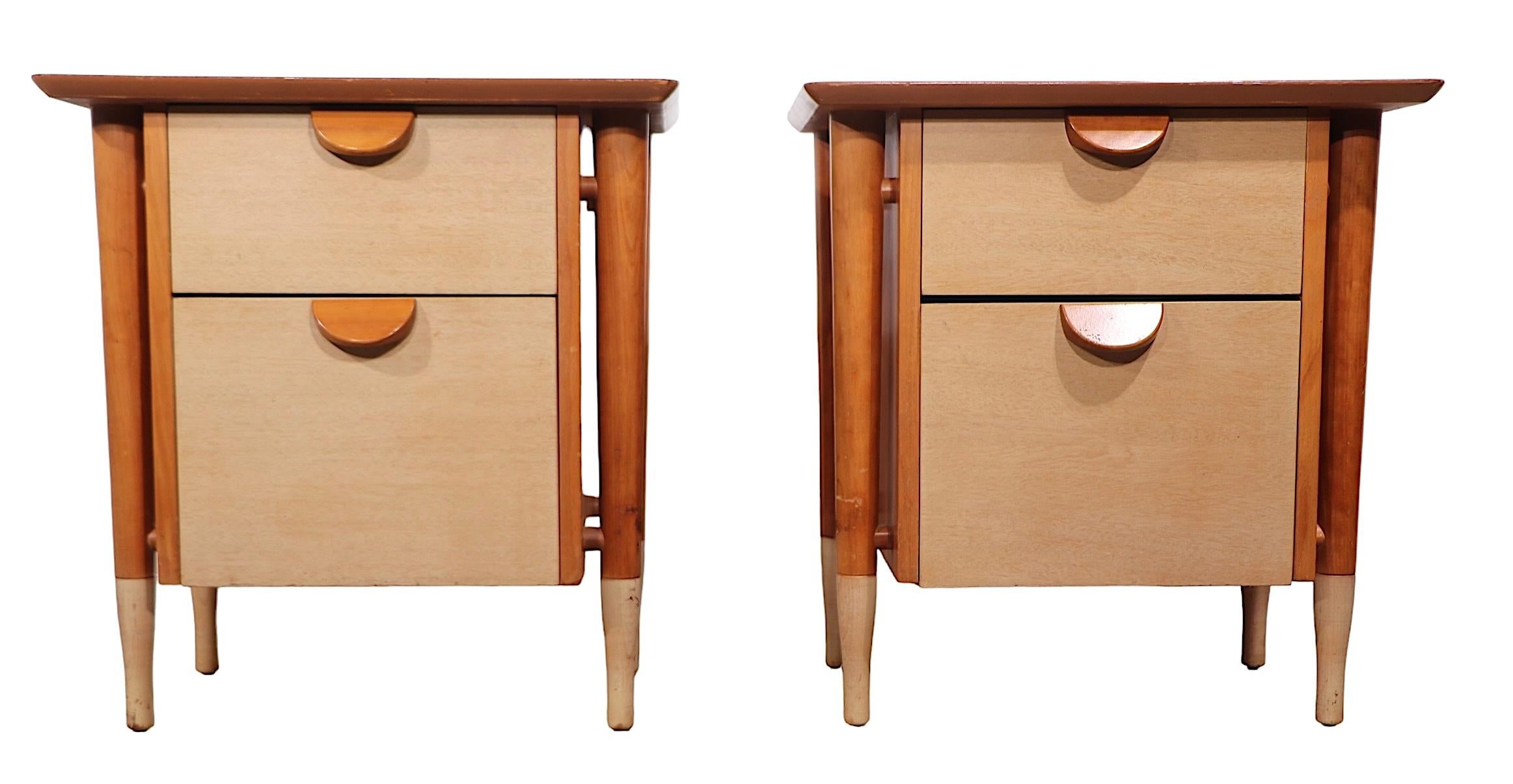 Pr. Two Tone Mid Century Night Tables by Basic Witz c. 1950's For Sale 5