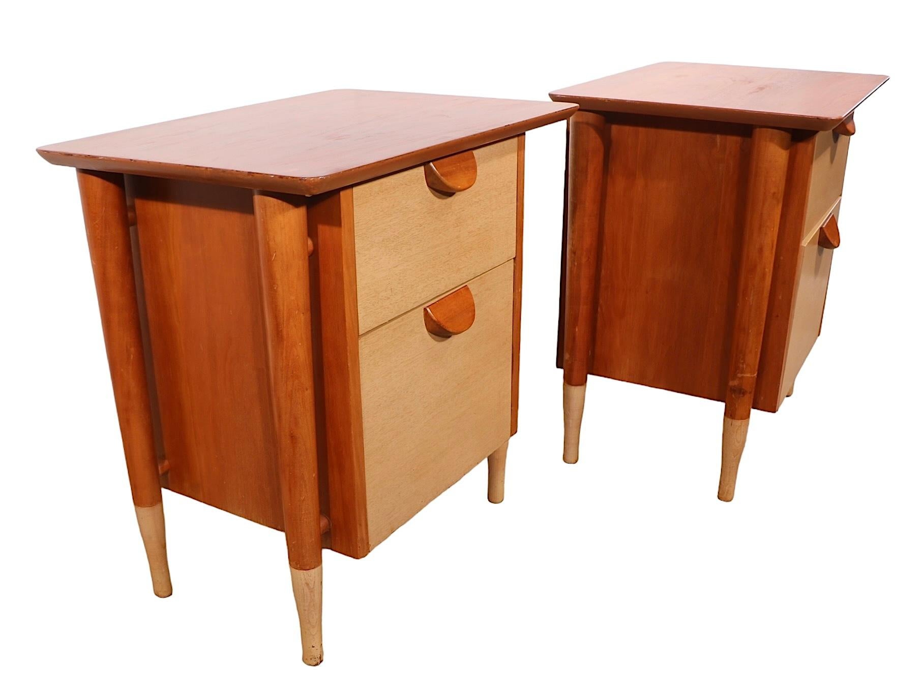 Pr. Two Tone Mid Century Night Tables by Basic Witz c. 1950's For Sale 8