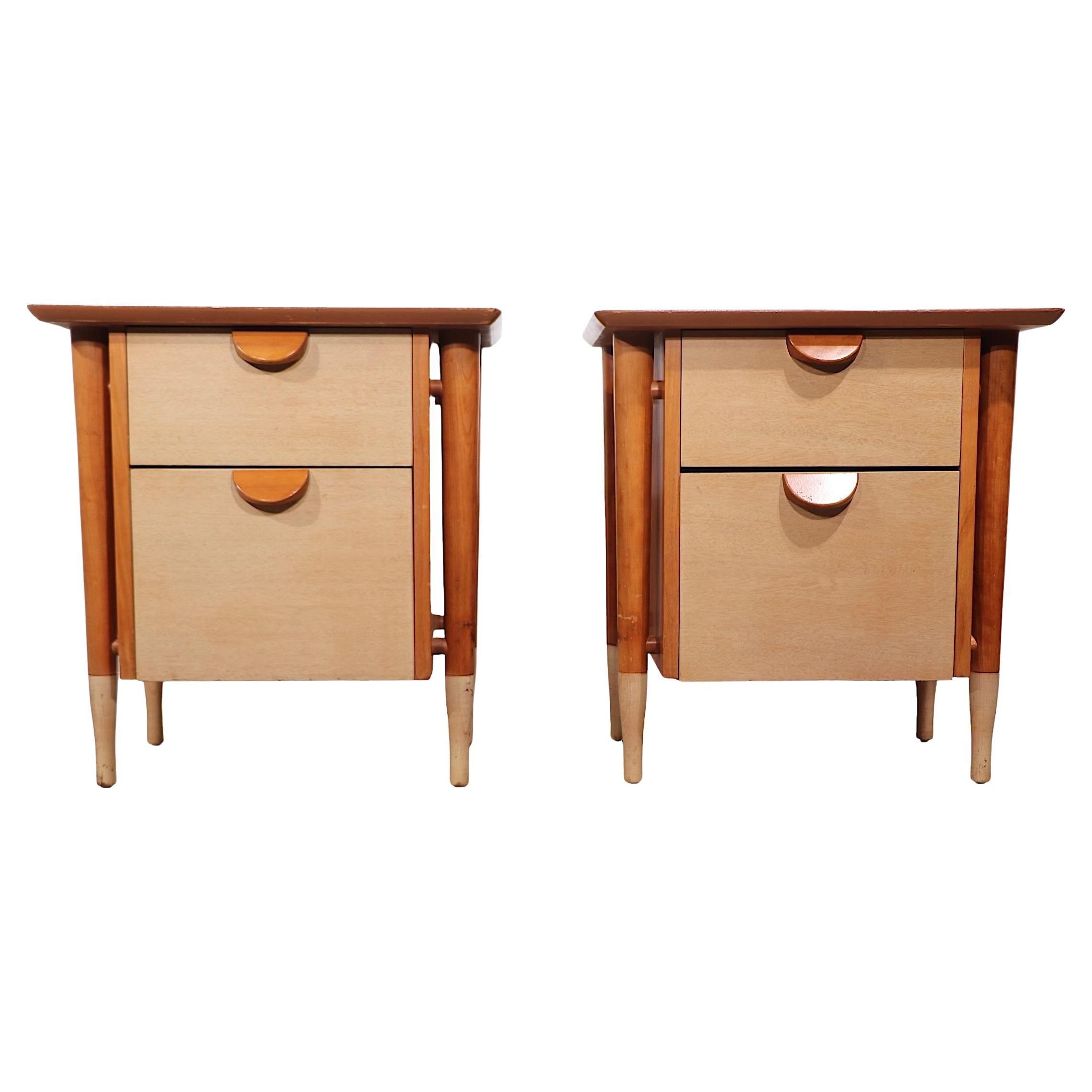 Pr. Two Tone Mid Century Night Tables by Basic Witz c. 1950's For Sale