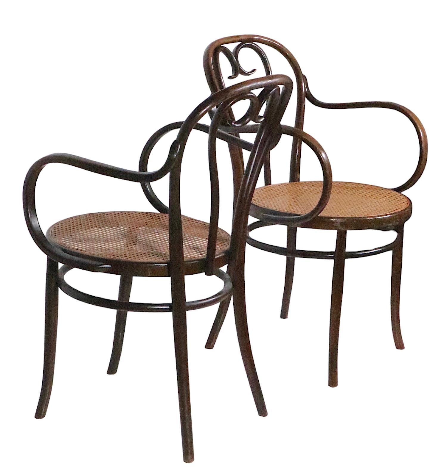 Pr. Vienesse Secessionist Thonet Bentwood  Cafe Bistro Dining  Arm Chairs  4