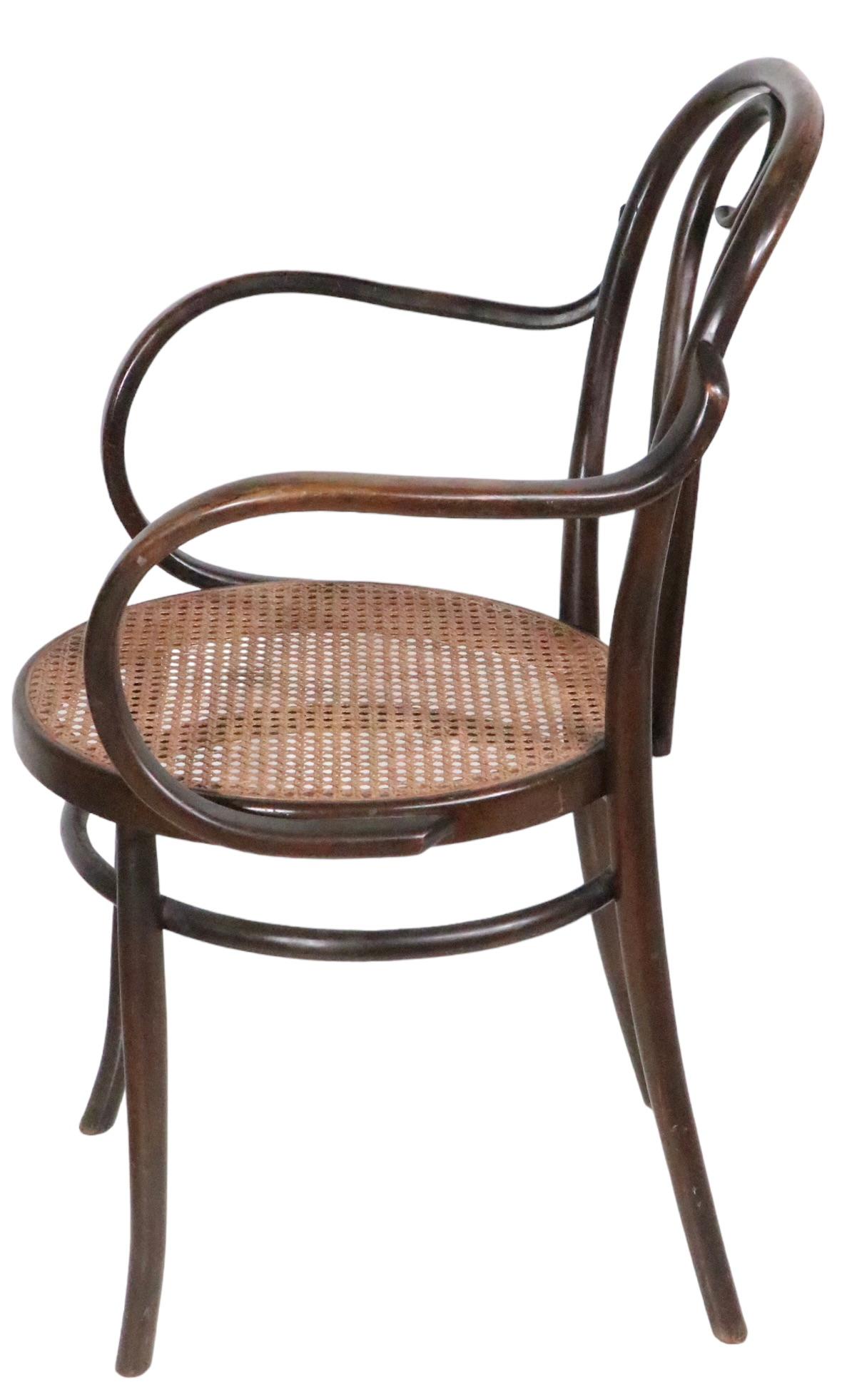 19th Century Pr. Vienesse Secessionist Thonet Bentwood  Cafe Bistro Dining  Arm Chairs 