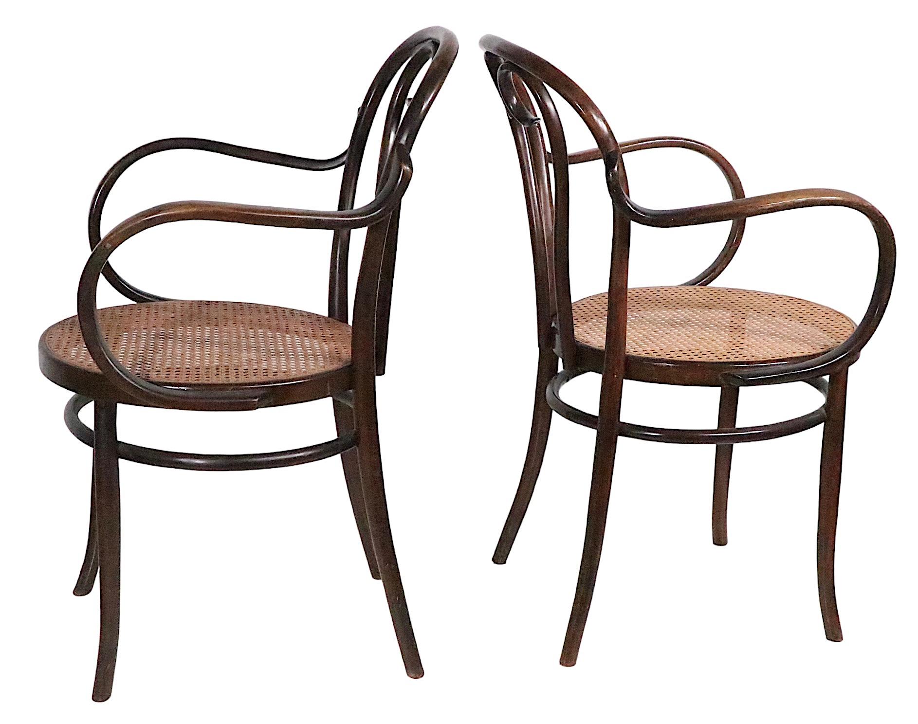 Cane Pr. Vienesse Secessionist Thonet Bentwood  Cafe Bistro Dining  Arm Chairs 