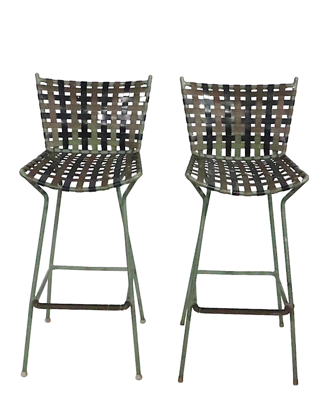 Pr. Vintage Bar Stools att. to Brown Jordan c 1970's as is 9