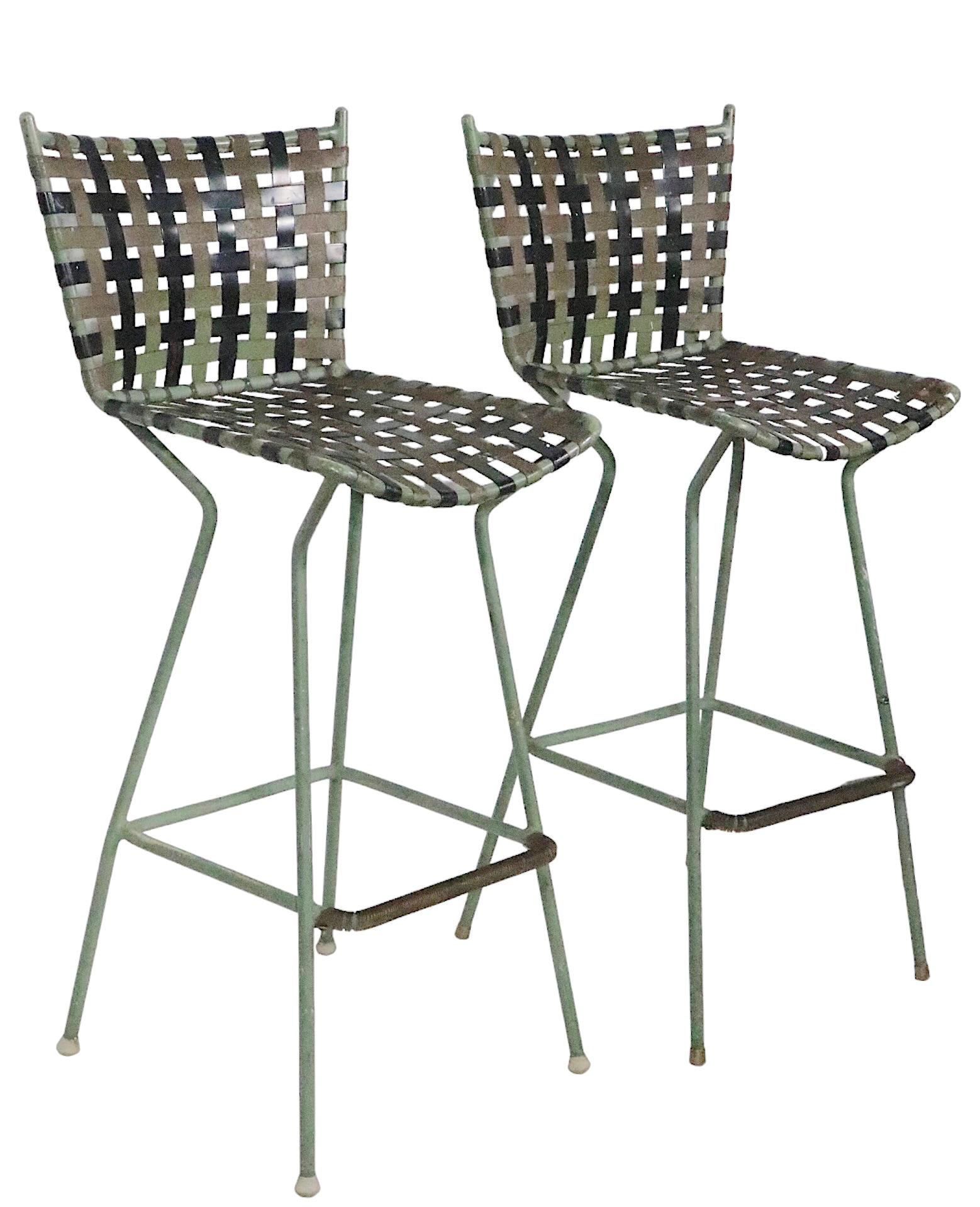 Mid-Century Modern Pr. Vintage Bar Stools att. to Brown Jordan c 1970's as is