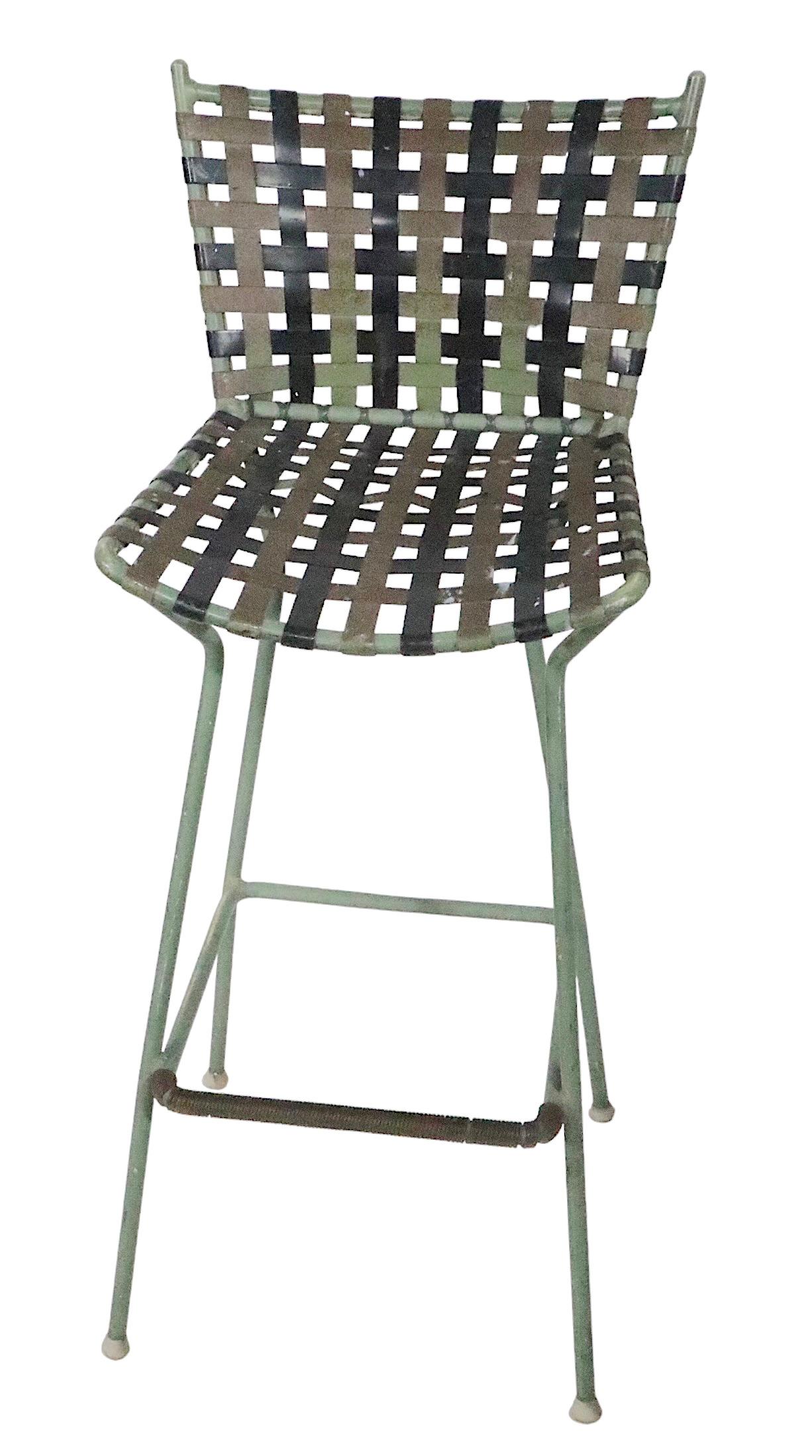 Late 20th Century Pr. Vintage Bar Stools att. to Brown Jordan c 1970's as is