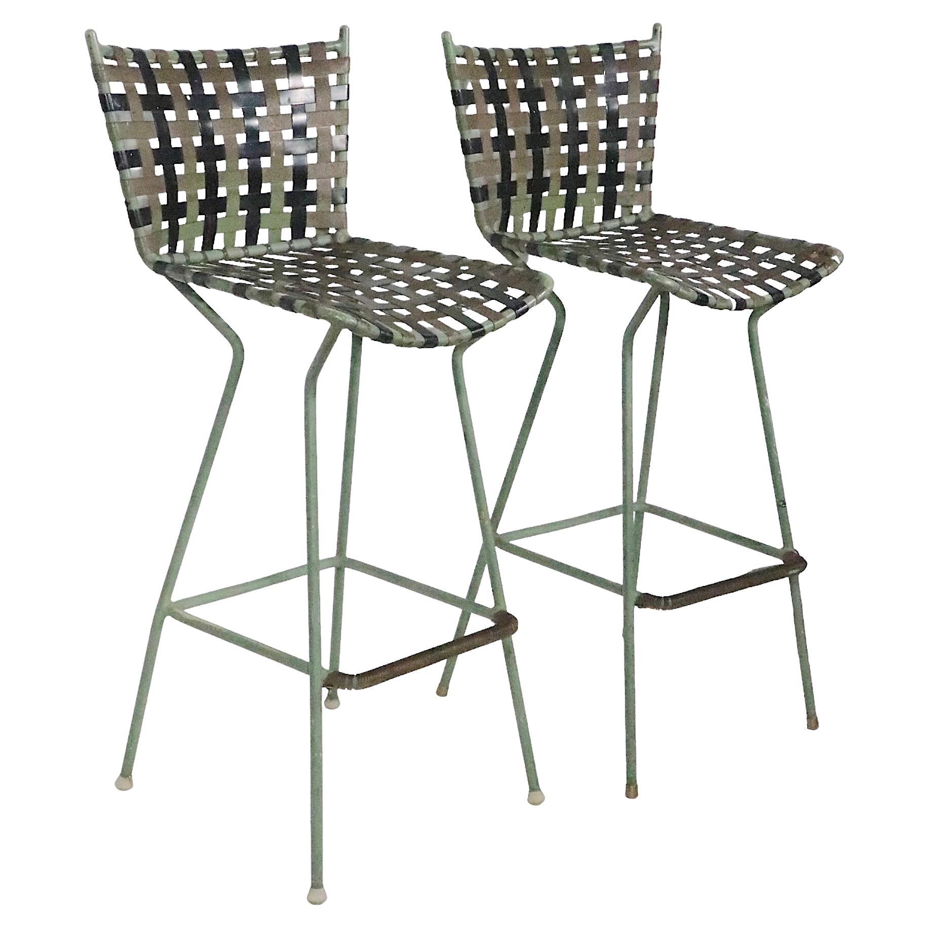 Pr. Vintage Bar Stools att. to Brown Jordan c 1970's as is