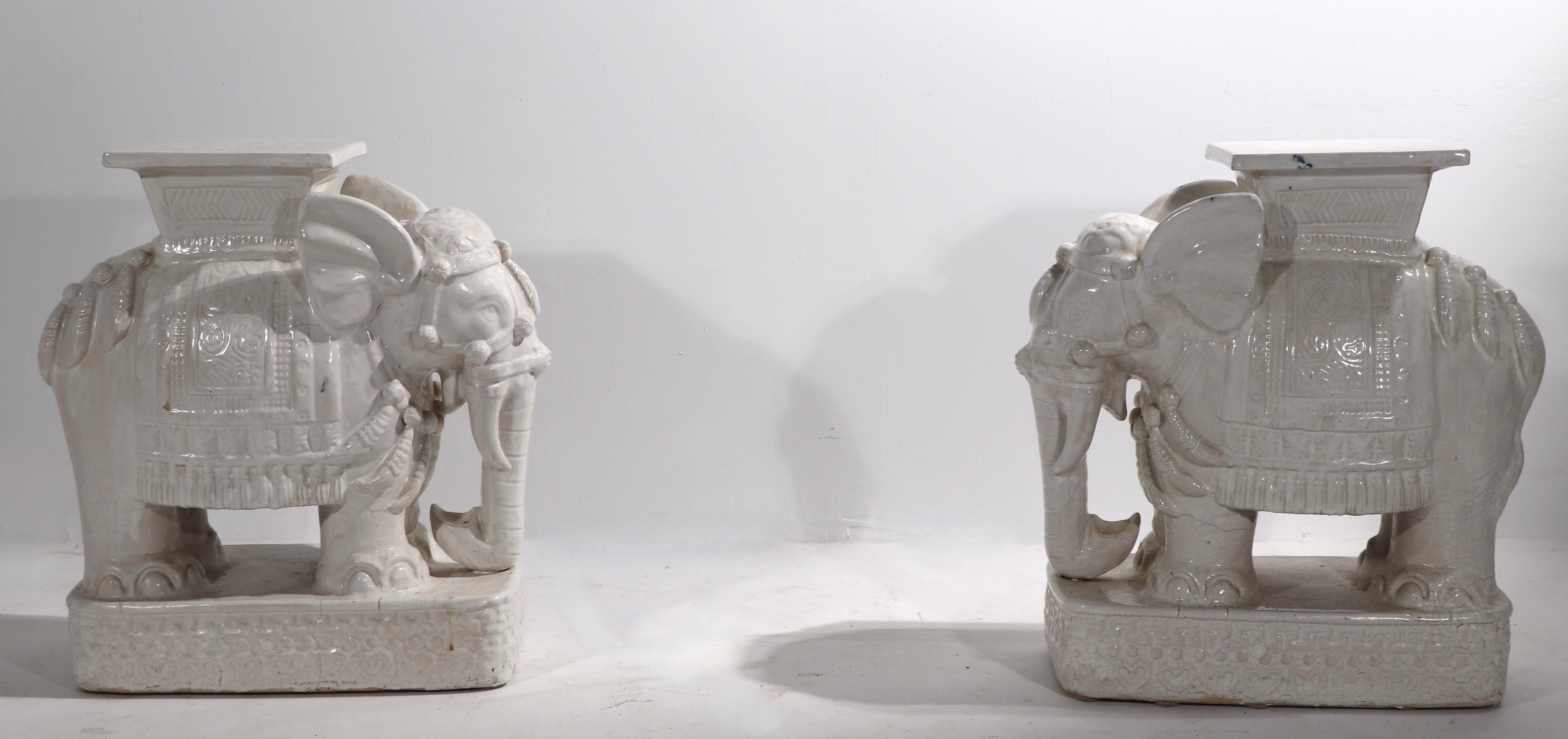 Pr. Vintage Elephant Form Ceramic Table Stands 4