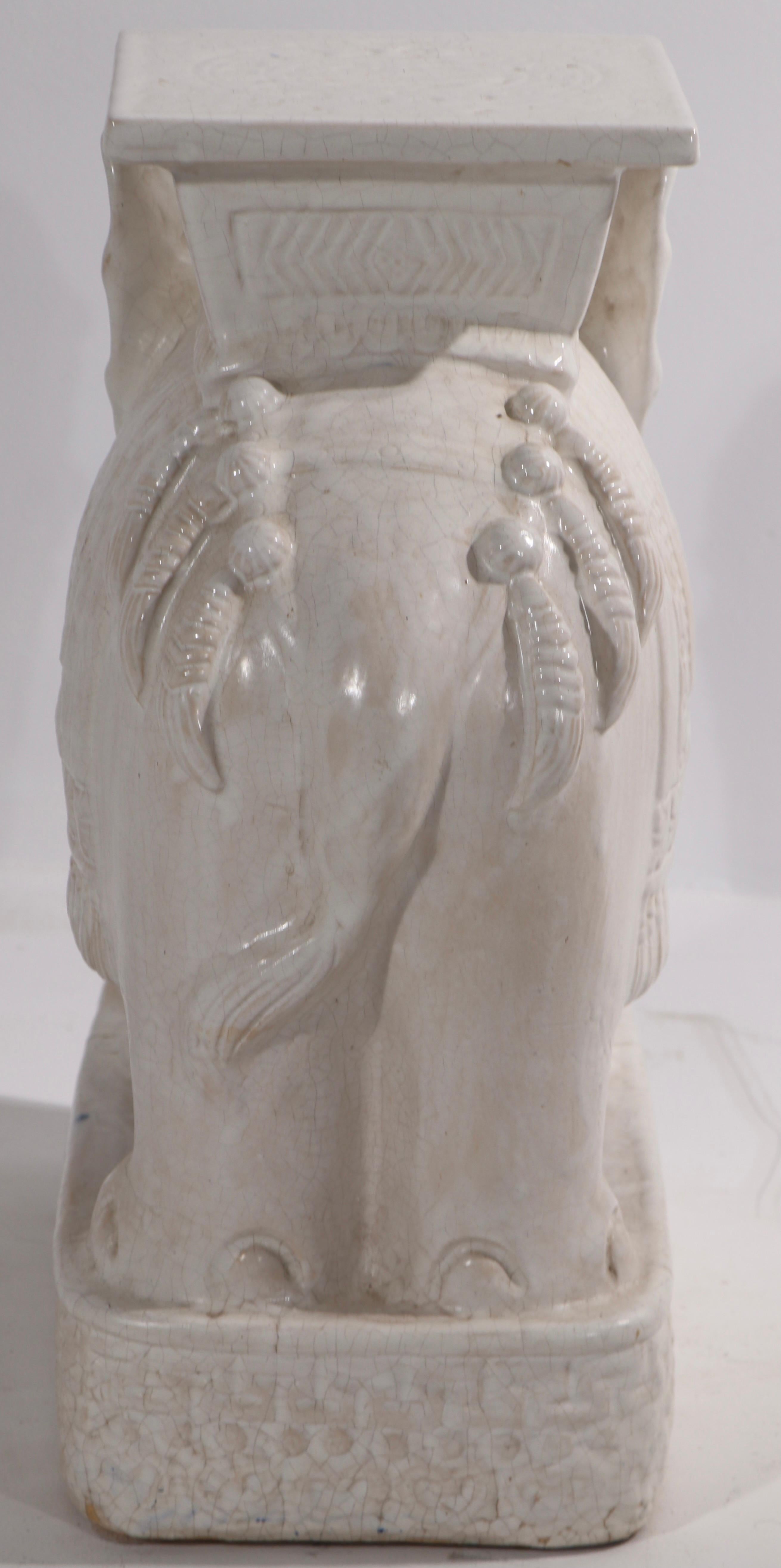 Pr. Vintage Elephant Form Ceramic Table Stands 5