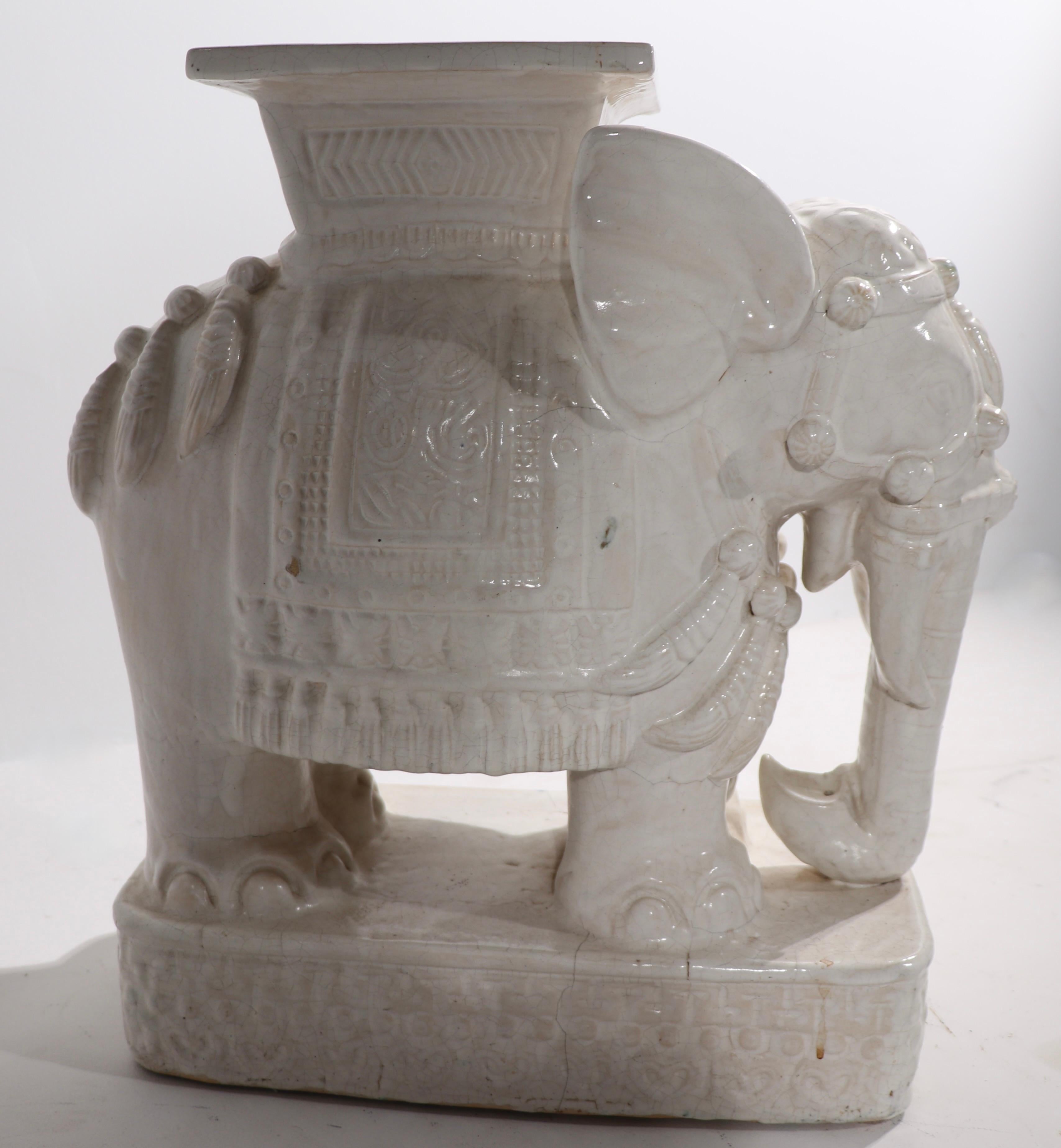 Chinese Pr. Vintage Elephant Form Ceramic Table Stands