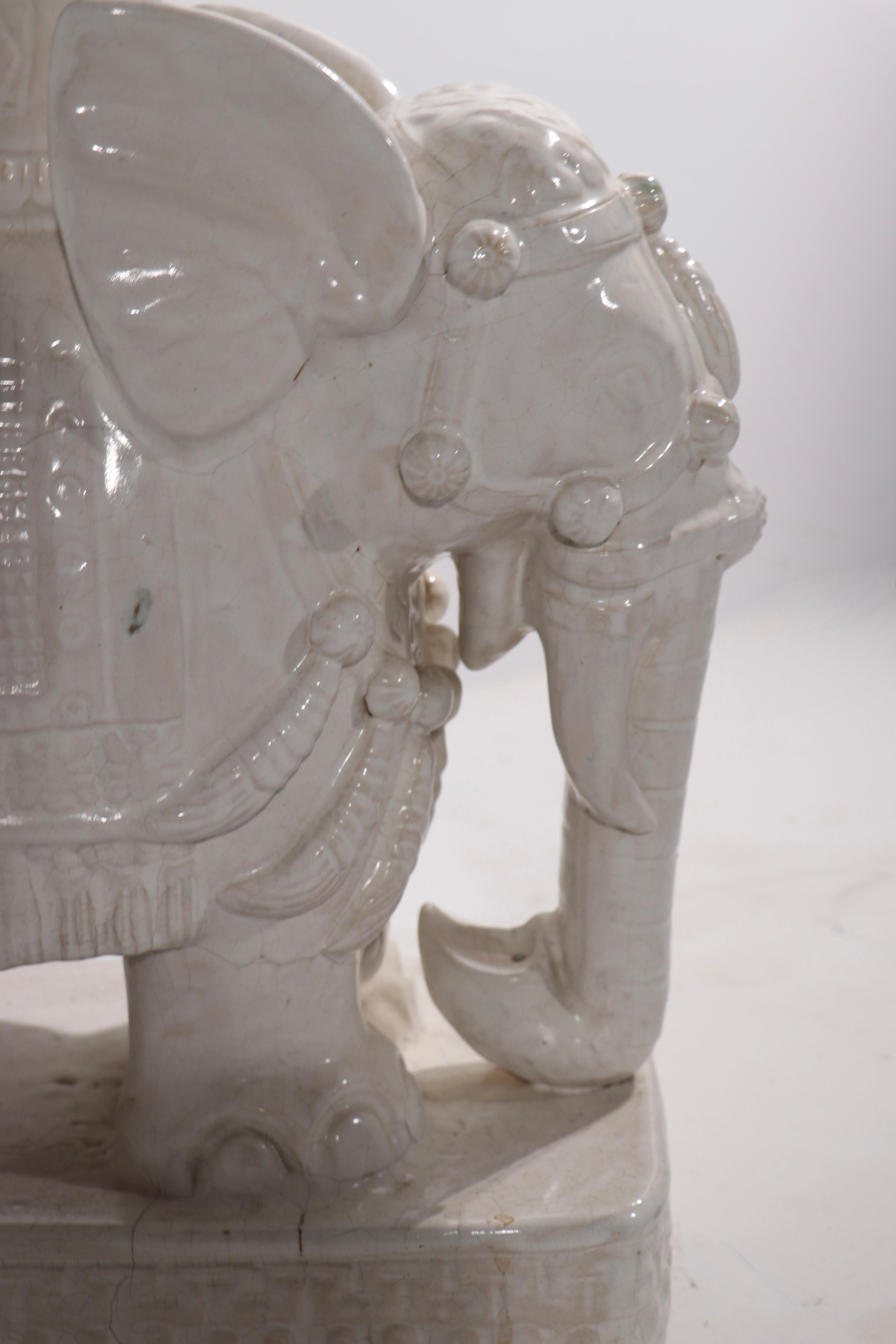 20th Century Pr. Vintage Elephant Form Ceramic Table Stands