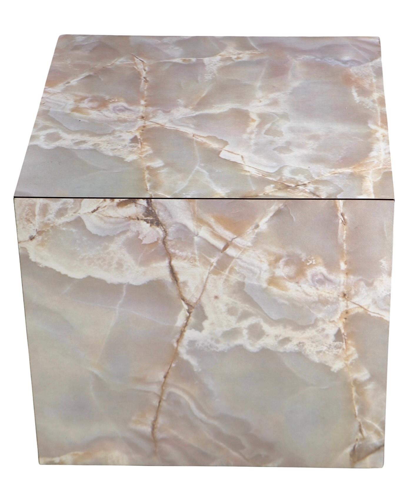 Pr. Vintage Formica Cube Form Faux Marble  End Tables Pedestals For Sale 11