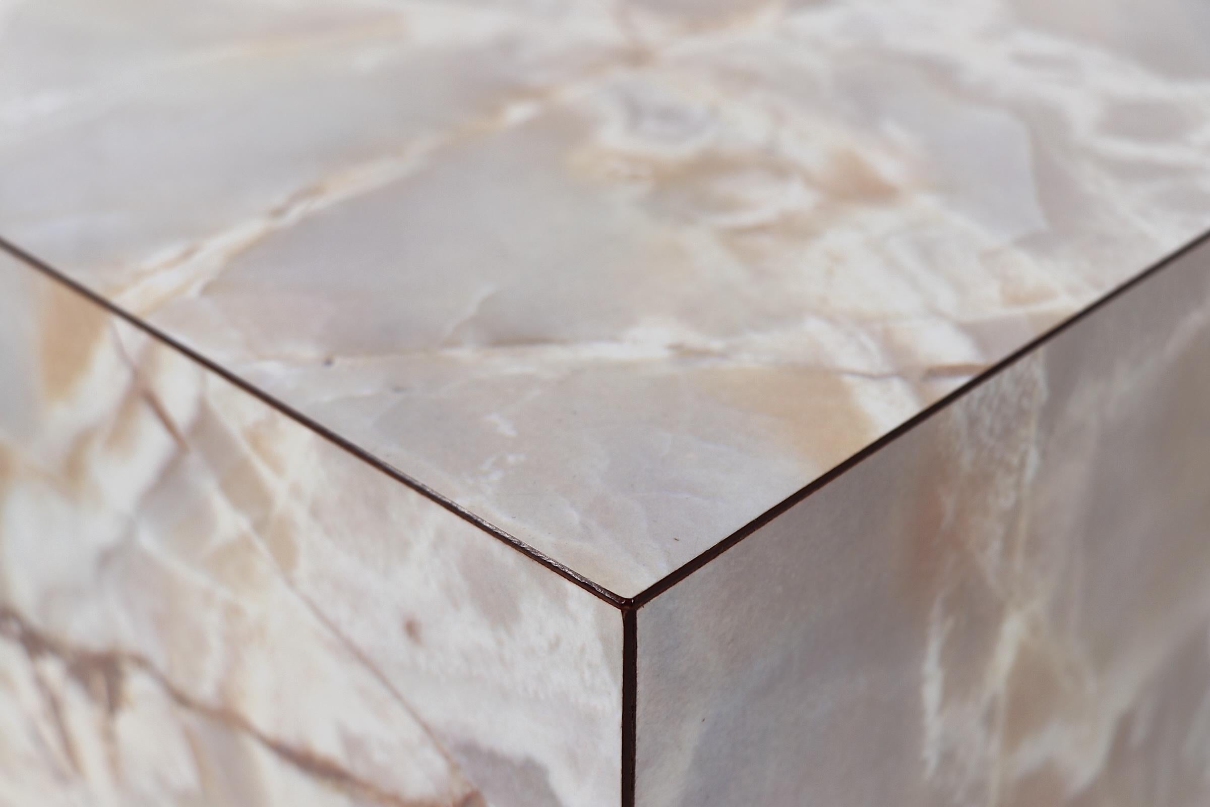 Pr. Vintage Formica Cube Form Faux Marble  End Tables Pedestals In Good Condition For Sale In New York, NY