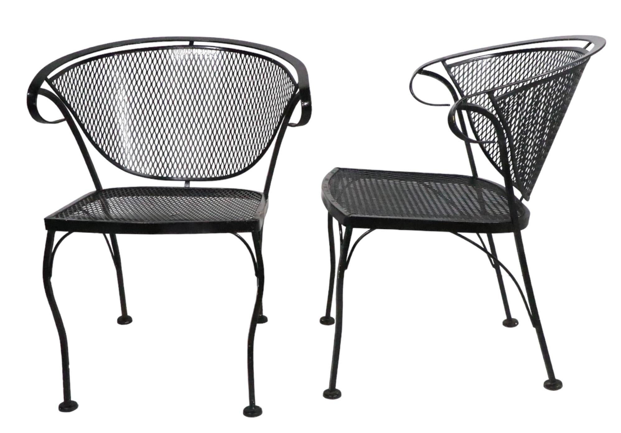Pr. Vintage Garden Patio Poolside Dining Chairs att. to Woodard c 1950/1970's For Sale 1