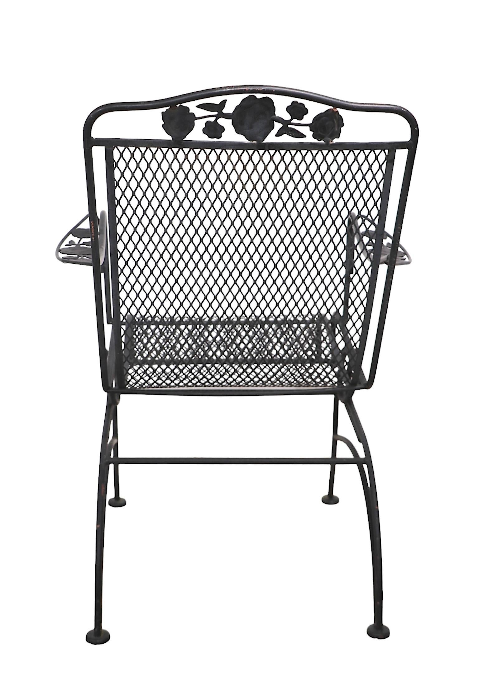 Pr. Jardín Vintage  Sillas de muelles de hierro forjado de Meadowcraft c. 1950/70 Estadounidense en venta