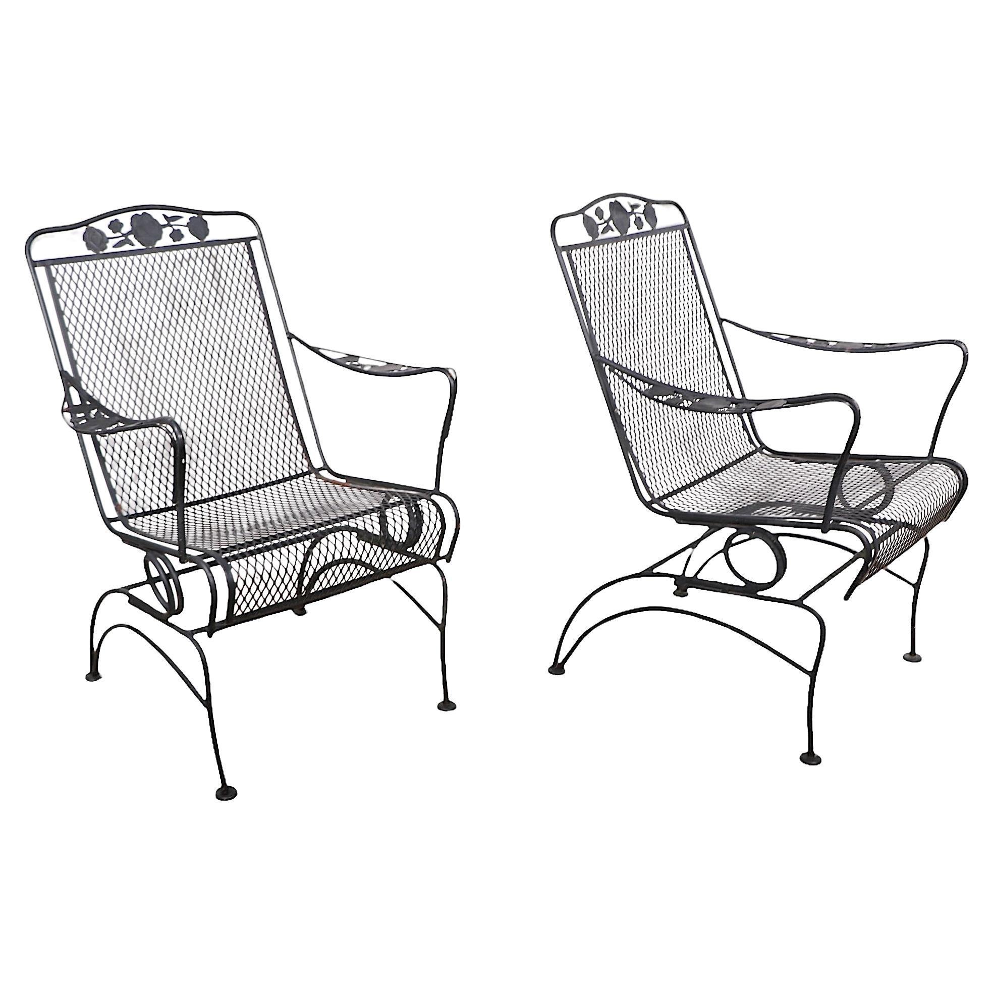 Pr. Jardin vintage  Chaises à ressorts en fer forgé par Meadowcraft c. 1950/70's