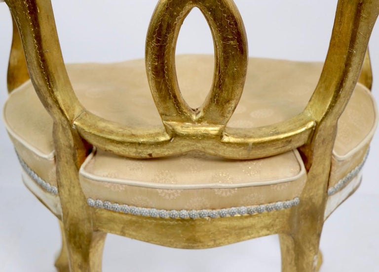 Pair of Vintage Gilt Decorated Armchairs by Florentine Furniture For Sale 4
