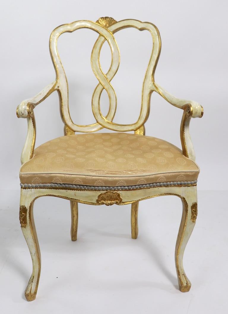Pair of Vintage Gilt Decorated Armchairs by Florentine Furniture For Sale 5